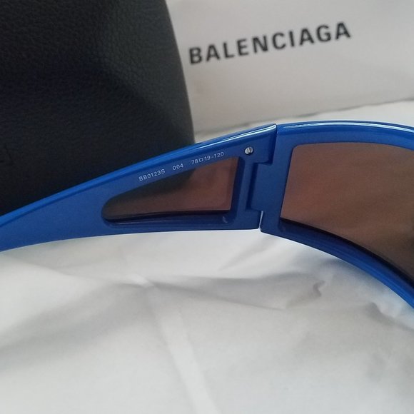 NWT BALENCIAGA 78MM Rectangle Blue Sunglasses - Picture 8 of 10